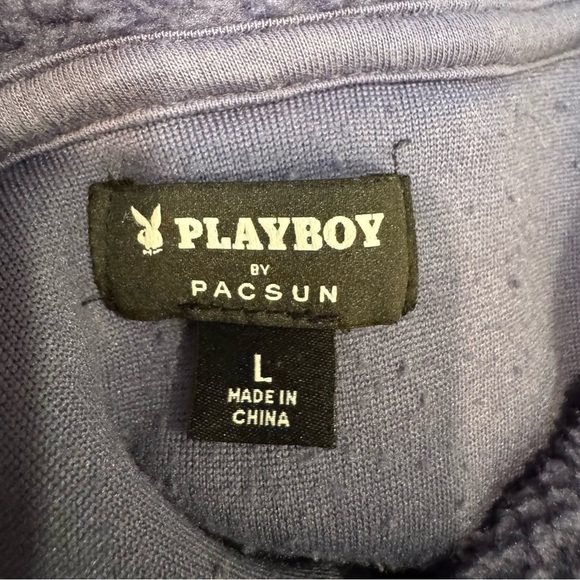 Pacsun Playboy Fleece Funnel Neck Cropped Plush Oversized Blue Lavender Large - Picture 7 of 9
